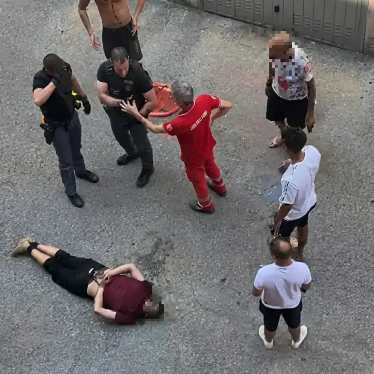 Abderrahim Fakir face down on the ground, a few minutes after death.