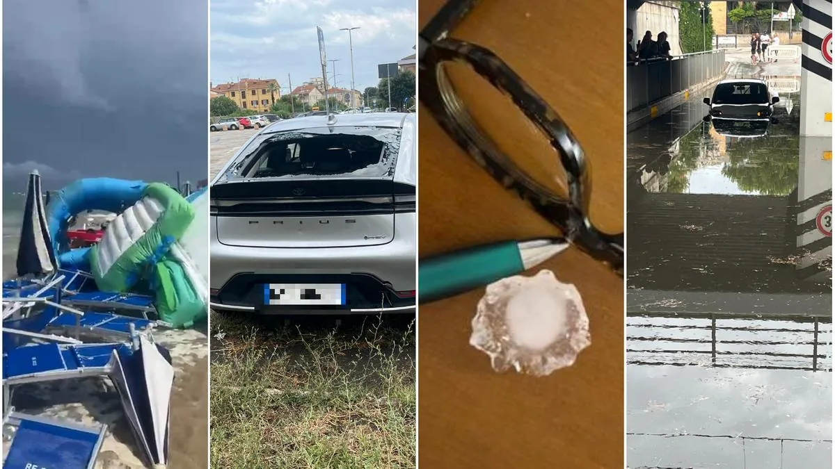 Waterspout on the beach and hail like walnuts: the violent onslaught of bad weather strikes the Marche