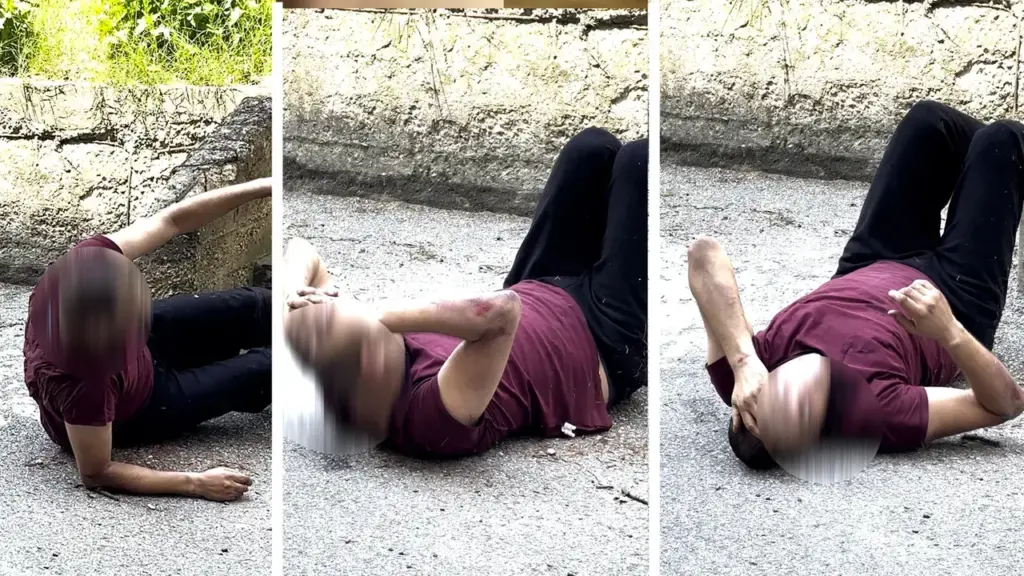 Frames from the video where Fakir is seen in the moments before dying