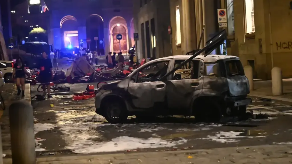 The car burned during the demonstrations and protests for Fakir's death