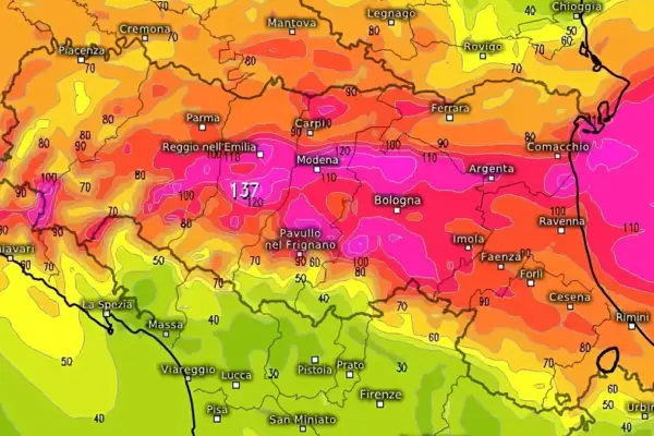 Bad weather today, thunderstorms moving across all of Emilia-Romagna: the timing of the disturbance
