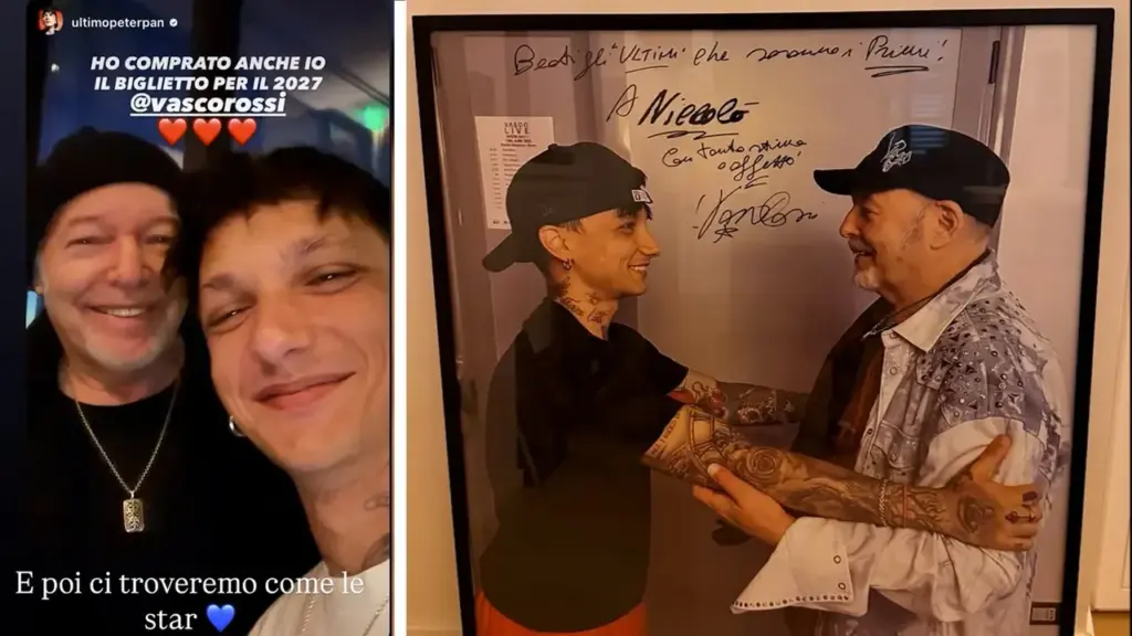 Le immagini postate sui social da Vasco Rossi e Ultimo: Niccolò ha fatto sapere che anche lui ha comprato il biglietto per il 2027