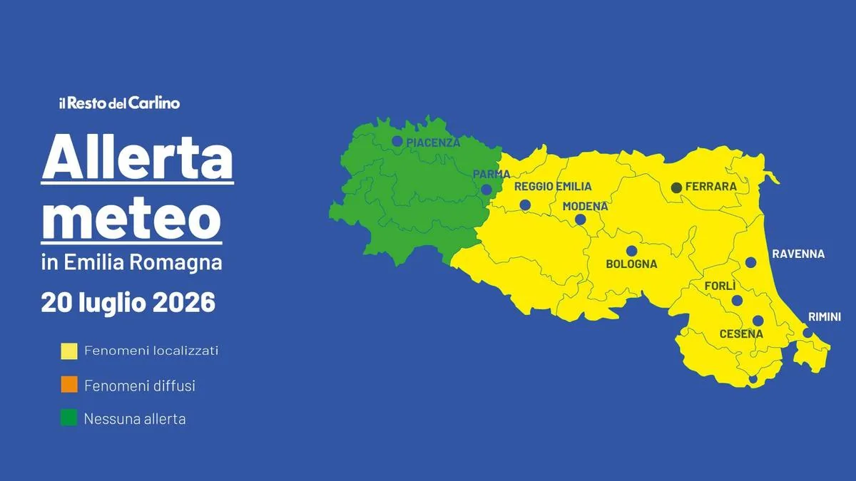 Severe storms: weather alert issued for Monday, July 20 in Emilia Romagna