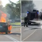 Scare in Reggio Emilia, a car suddenly catches fire: driver unharmed