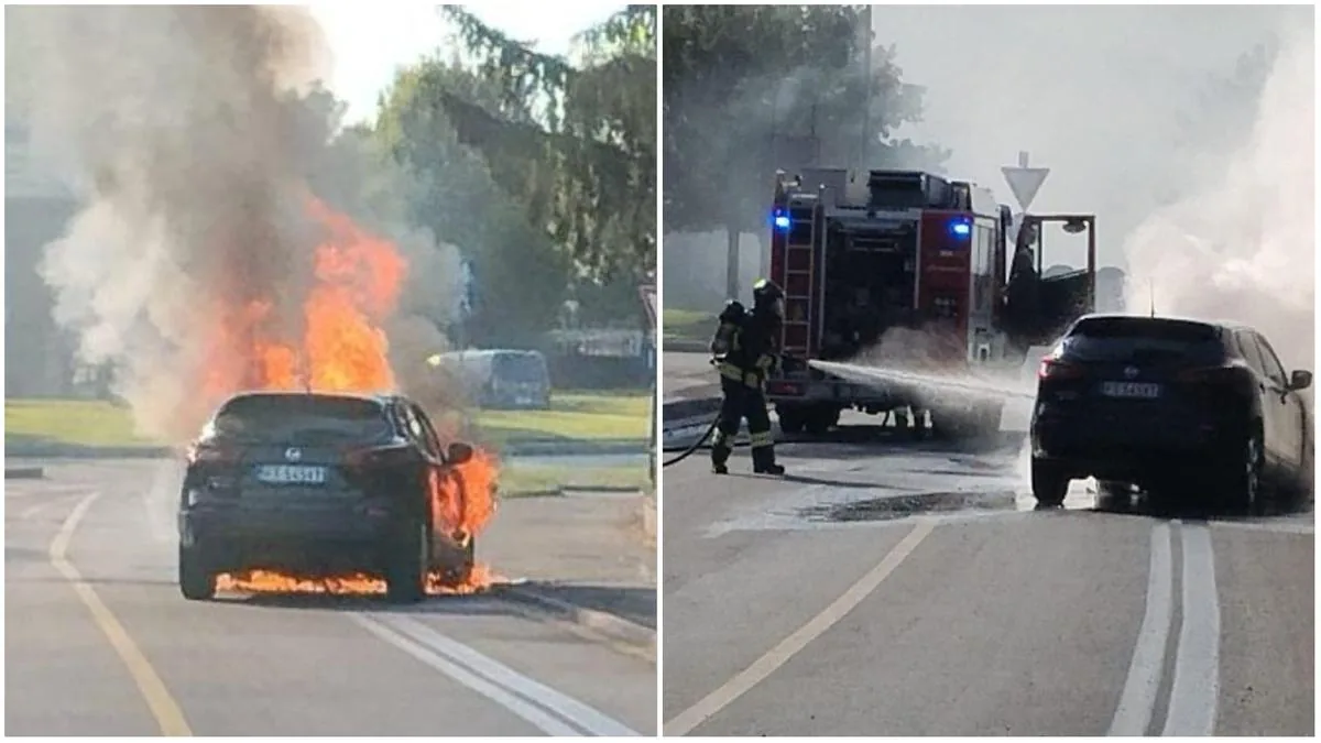 Scare in Reggio Emilia, a car suddenly catches fire: driver unharmed