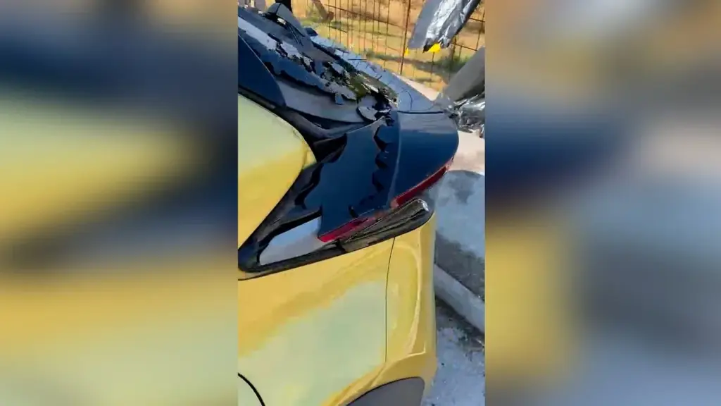 Hail shatters the skylight, glass falls onto a 2-year-old child's crib
