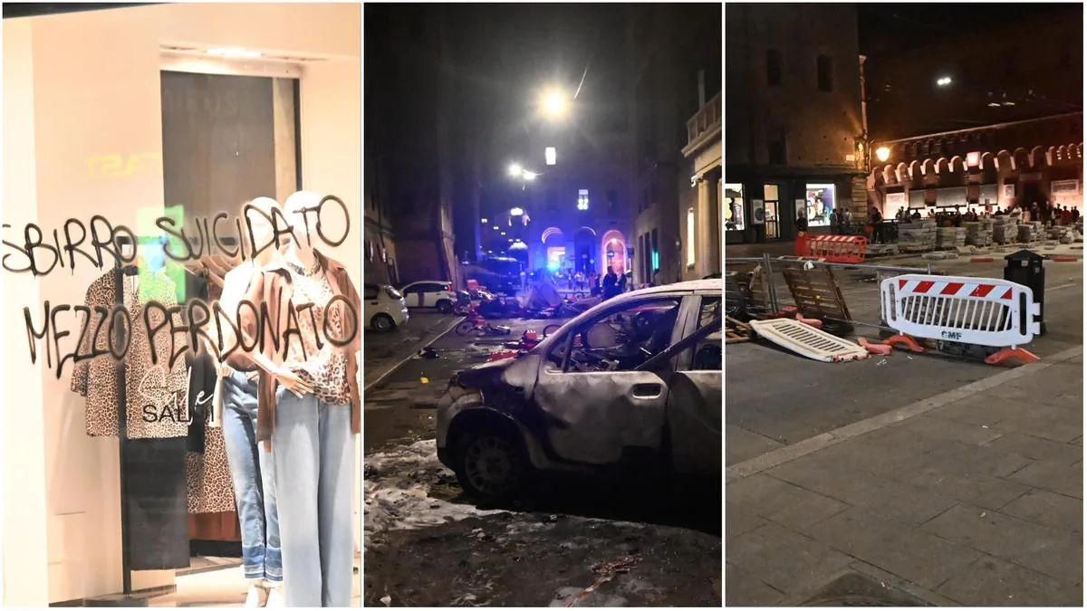 Bologna ‘devastated’ after 4 hours of protest for Fakir: cars on fire, broken windows, violent graffiti cont