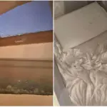 Hail shatters the skylight, glass falls onto the crib of a 2-year-old child