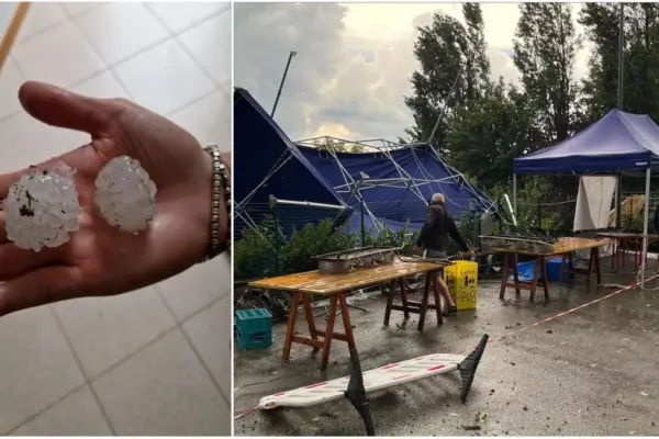Bad weather in the Modena Apennines. Landslide in Riolunato, heavy hailstorm in Serra