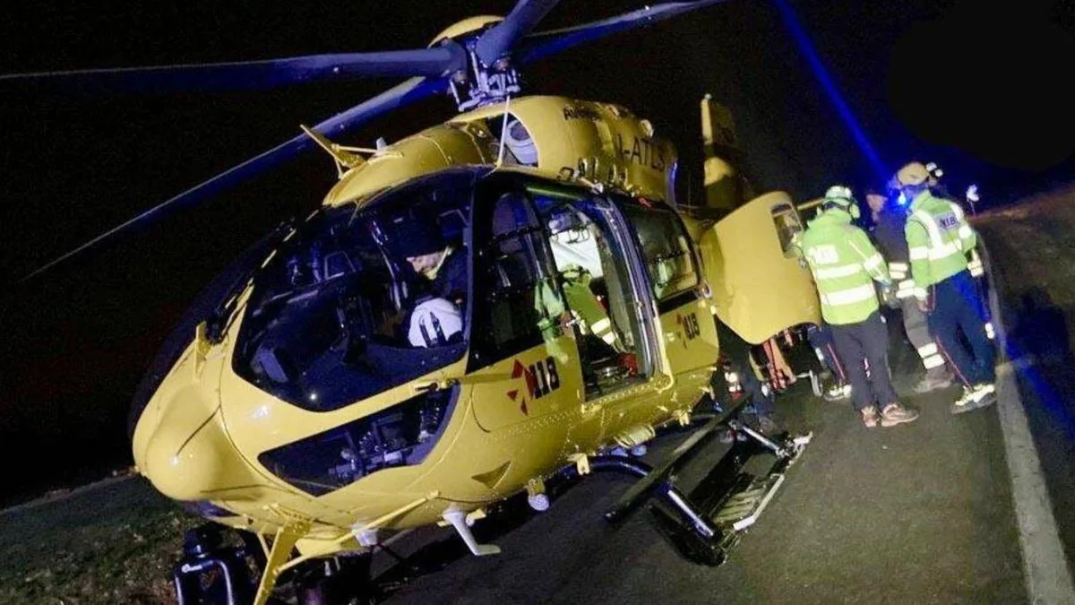 Chain collision involving 4 cars on the A14: young people in their 20s on board. One girl in critical condition