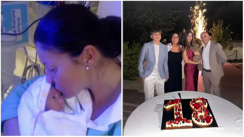 Mamma Manuela con Ludovica poco dopo la nascita. A destra, la festa per i 18 anni