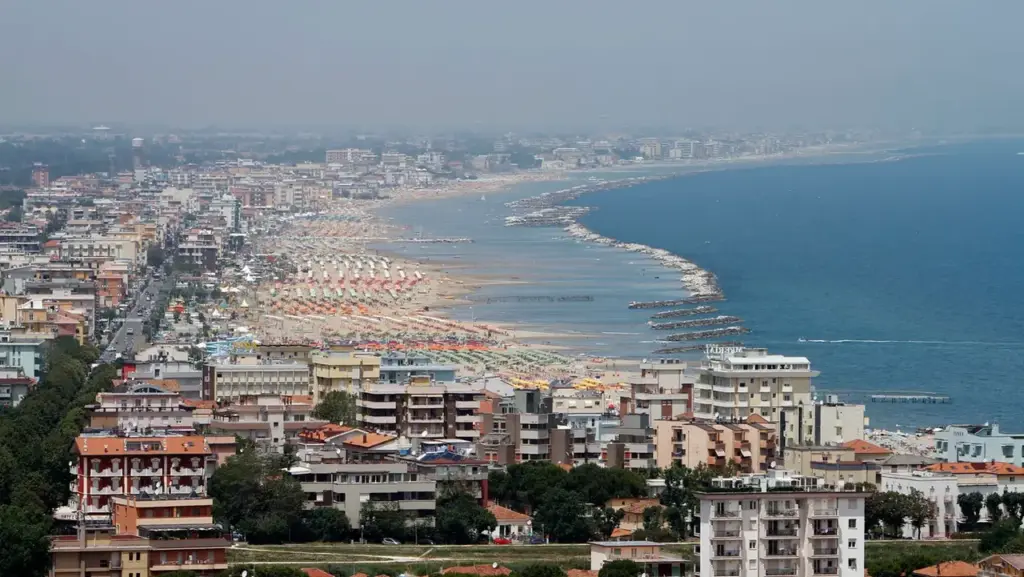 The beach of Rimini, an aerial photograph