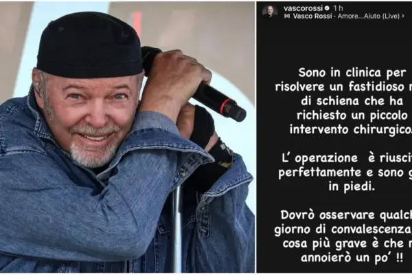 Vasco Rossi operated on his back, the post from the hospital: “Surgery successful, I am already on my feet. The most
